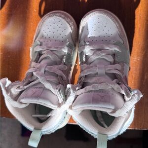 Kids High-Top Jordan’s Nike Sneakers - White, Pink, pastel Teal